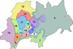 Sai Gon districts coloured numbered